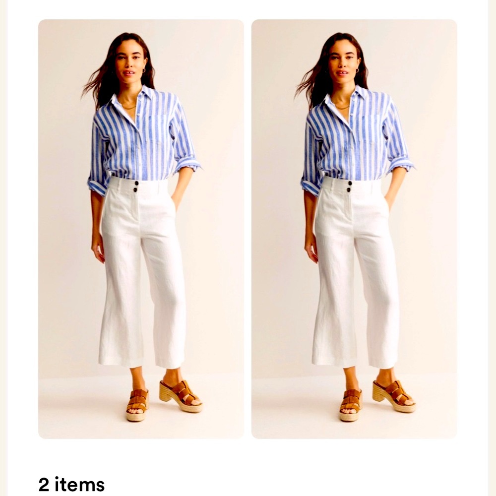 Boden Westbourne White Linen Cropped Pants - Boden Wide Leg Linen White Pants